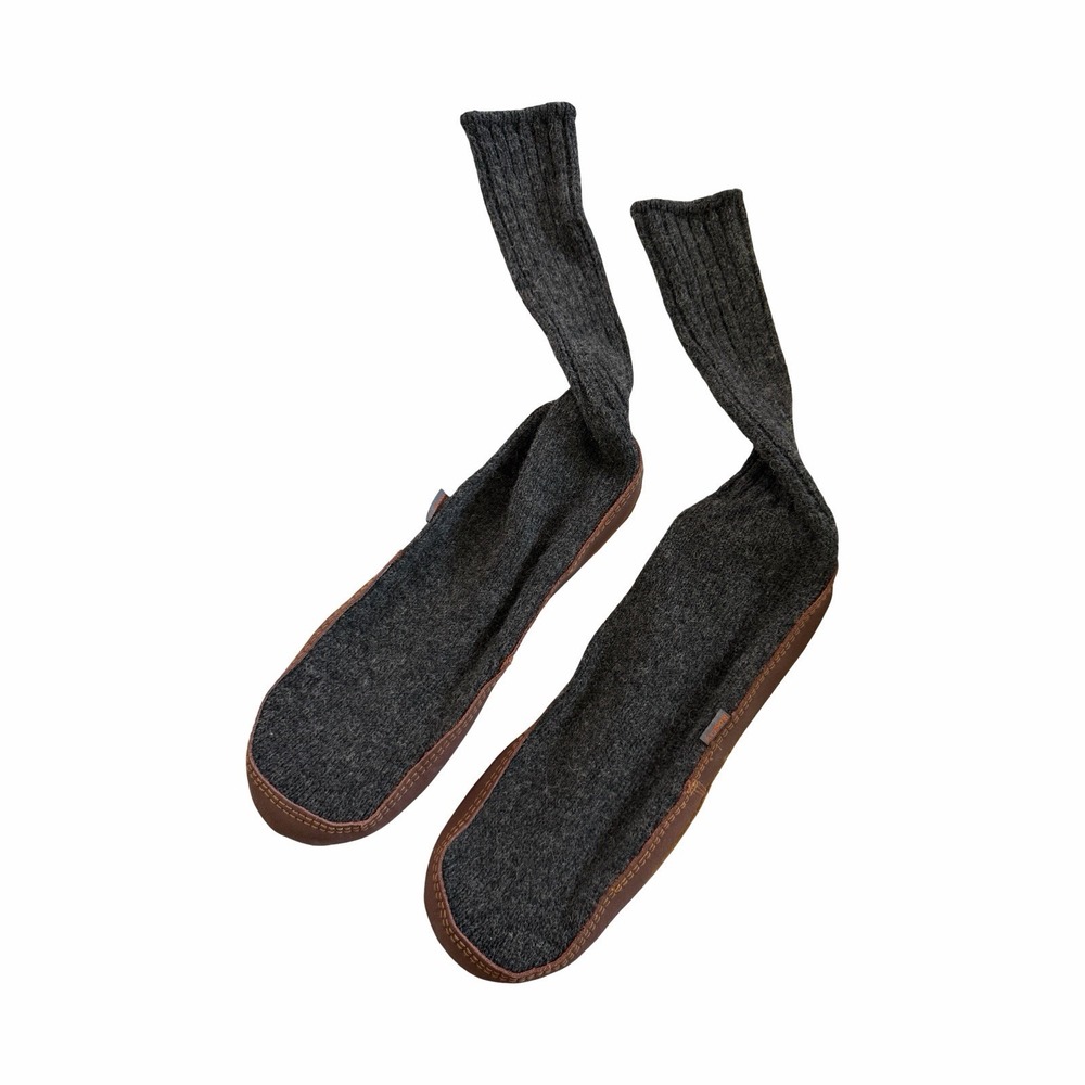 Acorn Mens Ragg Wool Slipper Socks Size 12-13 Charcoal Lounge House Shoe NEW